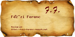 Füzi Ferenc névjegykártya